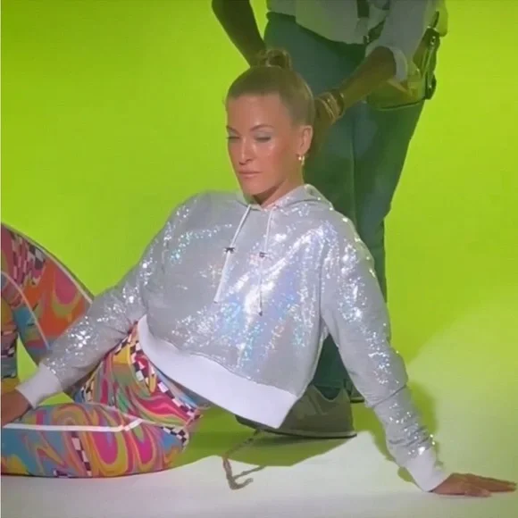 Brittany Allen X Peloton Sequin Cropped Hoodie - Picture 5 of 9